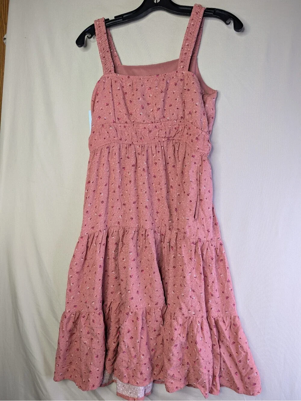 Cat & Jack Girls' Pink Floral Tiered Dress XL (14)
